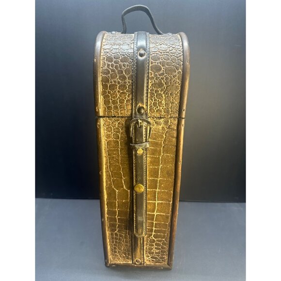 Unmarked Other - Vtg Wooden Wine Box Gift Bottle Case Retro Single Bottle Decorative 15.5'' Tall